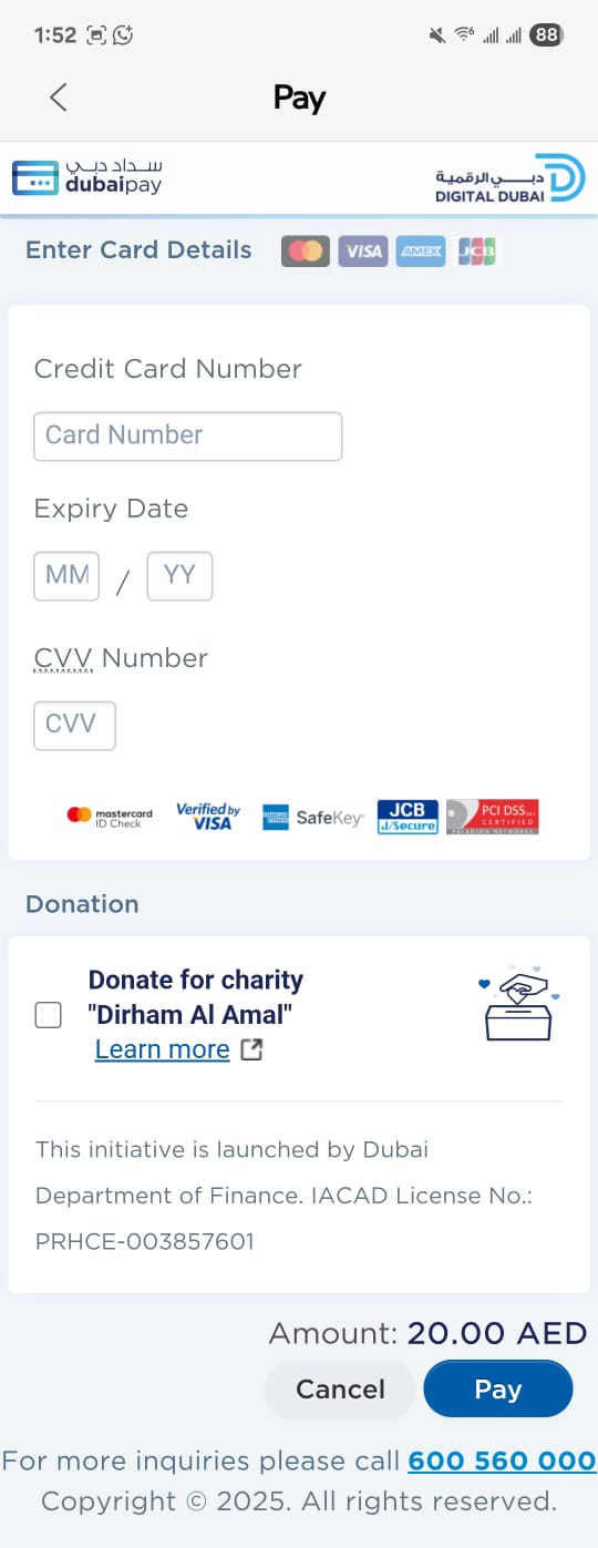 Enter Card Details Screenshot
